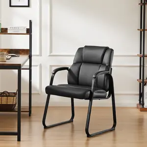 Guest Chair for Office, Waiting Room & Conference – Leather Reception Chair with Padded Armrest – Comfortable for Home & Meeting Use