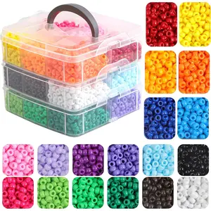 Pony Beads for Bracelets 3600 count Plastic Beads for Friendship Bracelets Necklace 6x9mm 18 Solid Color Beads for  Making Supplies 3-Layer Box Packaging(18 Solid Colors)