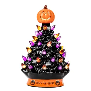 Black Ceramic Halloween Tree Decoration - 9 Inch