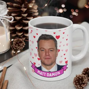 Matt Damon Cute  Gift, 11oz and 15oz Coffee/Tea , Matt Damon Ceramic Mug, Cool Funny Matt Damon  #478