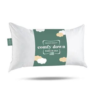 ComfyDown Rectangle Decorative Throw Pillow Insert, Down and Feather Fill, 100% Cotton Cover, 233 Thread Count - Made in USA lumbar pillow