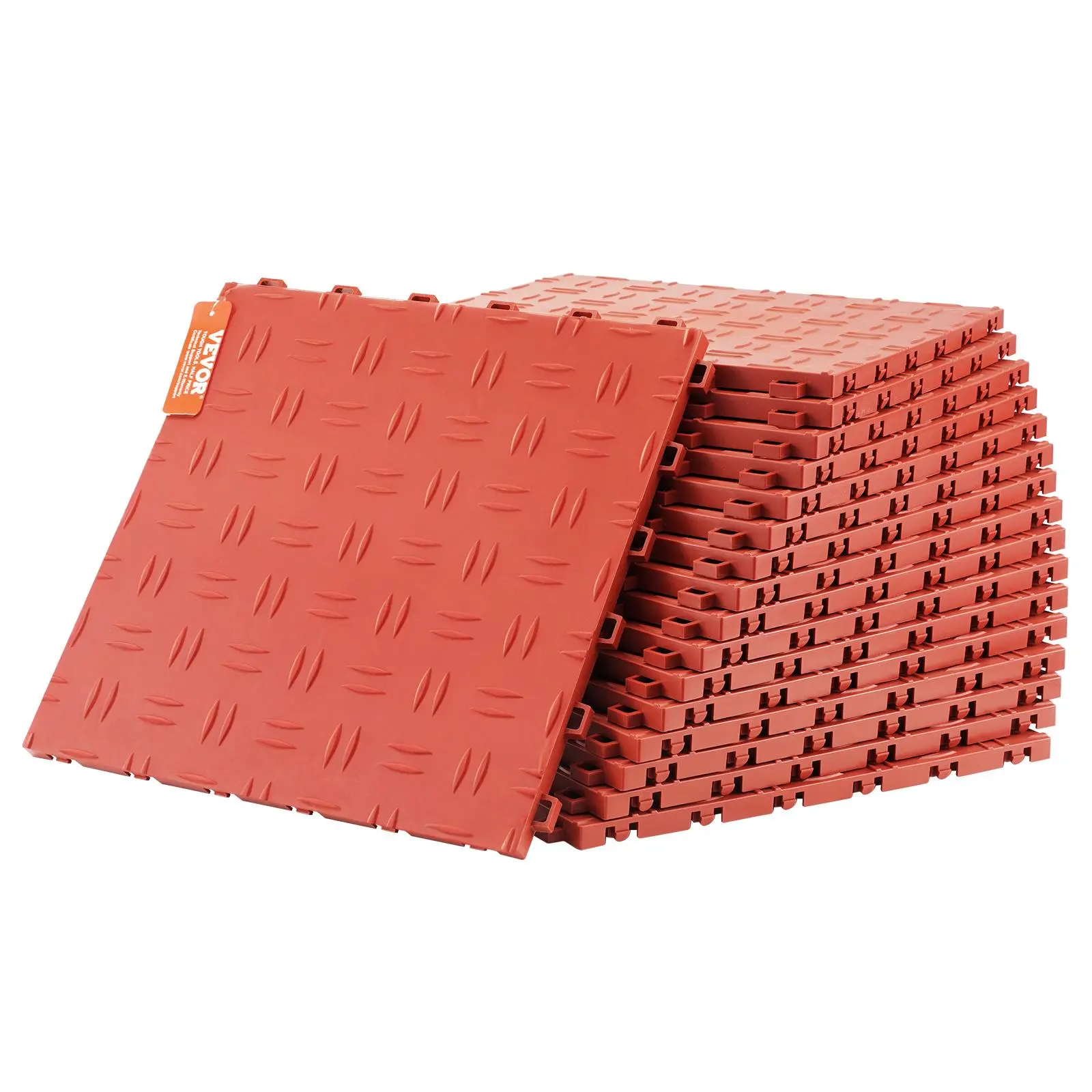【SummerFinds】VEVOR Garage Tiles Interlocking,  , 12 x 12 x 0.53 inch 50 Pack Garage Floor Covering Tiles, Non-Slip Double-Sided Texture Garage Flooring Tiles, for Garages, Basements, Repair Shops, Red
