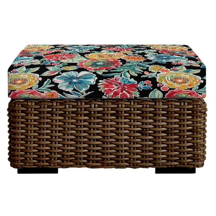 RSH Decor Foam Ottoman Cushion All-Weather Replacement Patio Outdoor Cushion Water-Resistant Colsen Noir