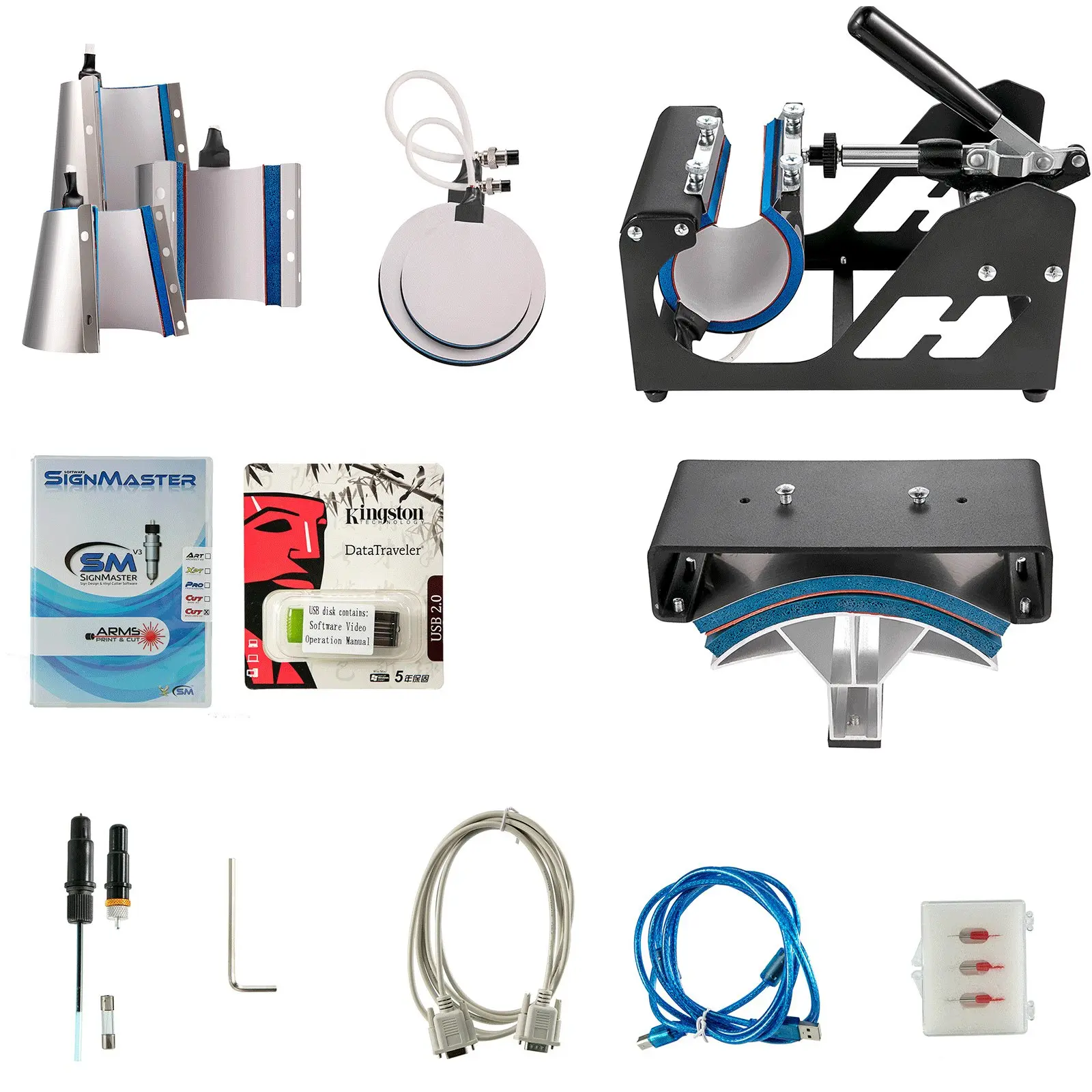 VEVOR 8-in-1 Multi-Functional Swing Arm Heat Press Sublimation Machine & 53" Cutter Cutting Plotter Tool Kit, 1400W, 360-Rotation, 59.7 lb, 200-450 °f, 38.5x38.5x38 cm, Windows-Compatible, USB Port, High Efficiency