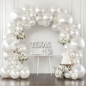 White Balloons Arch Kit - Double Stuffed White Balloon Arch Kit Different Sizes 18/12/10/5inch White Latex Balloons for Wedding Bridal Shower Anniversary Birthday Party Decoration