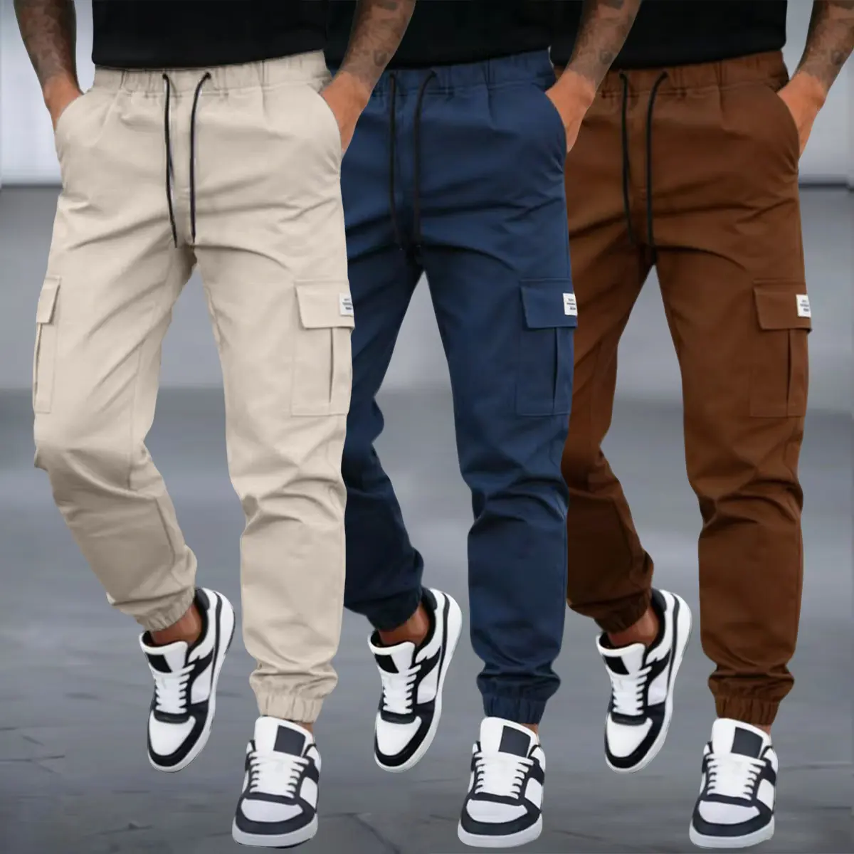 Khaki + Dark Blue + Coffee Brown