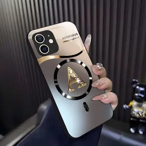 Suitable for [iPhone 11] high-end MagSafe phone case🥰, Luxury Gradient Bling Rhinestone Letter Magnetic Case Choose from all 26 letters—featuring a sophisticated, minimalist design 952