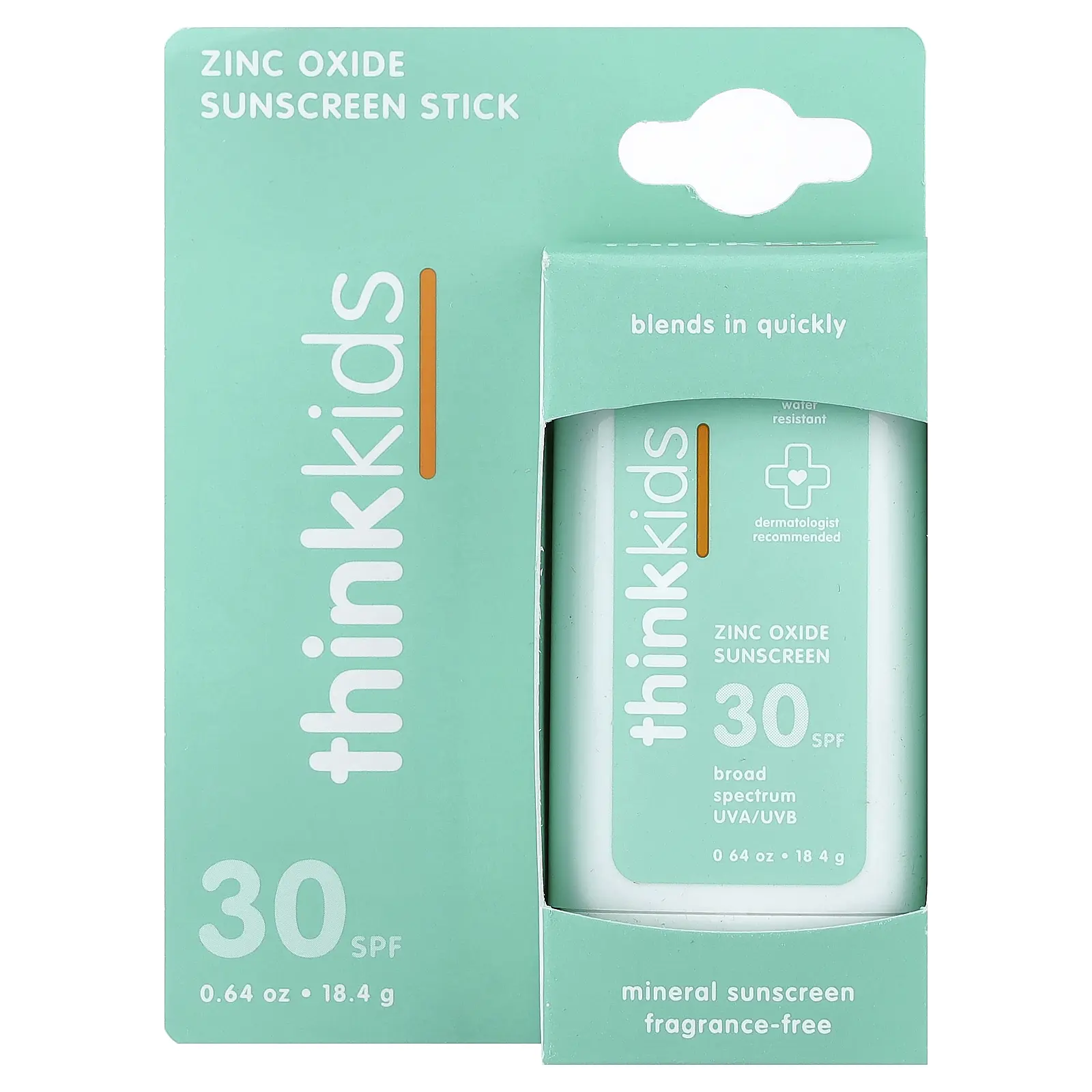 think Thinkkids®, Zinc Oxide Sunscreen Stick, SPF 30, Fragrance Free, 0.64 oz (18.4 g)