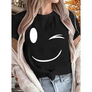 Happy 2025 New Women'S Pure Printed T-shirt, Short Sleeved, Suitable for All Seasons, Suitable for Outdoor, Home, and Sports Top Gifts