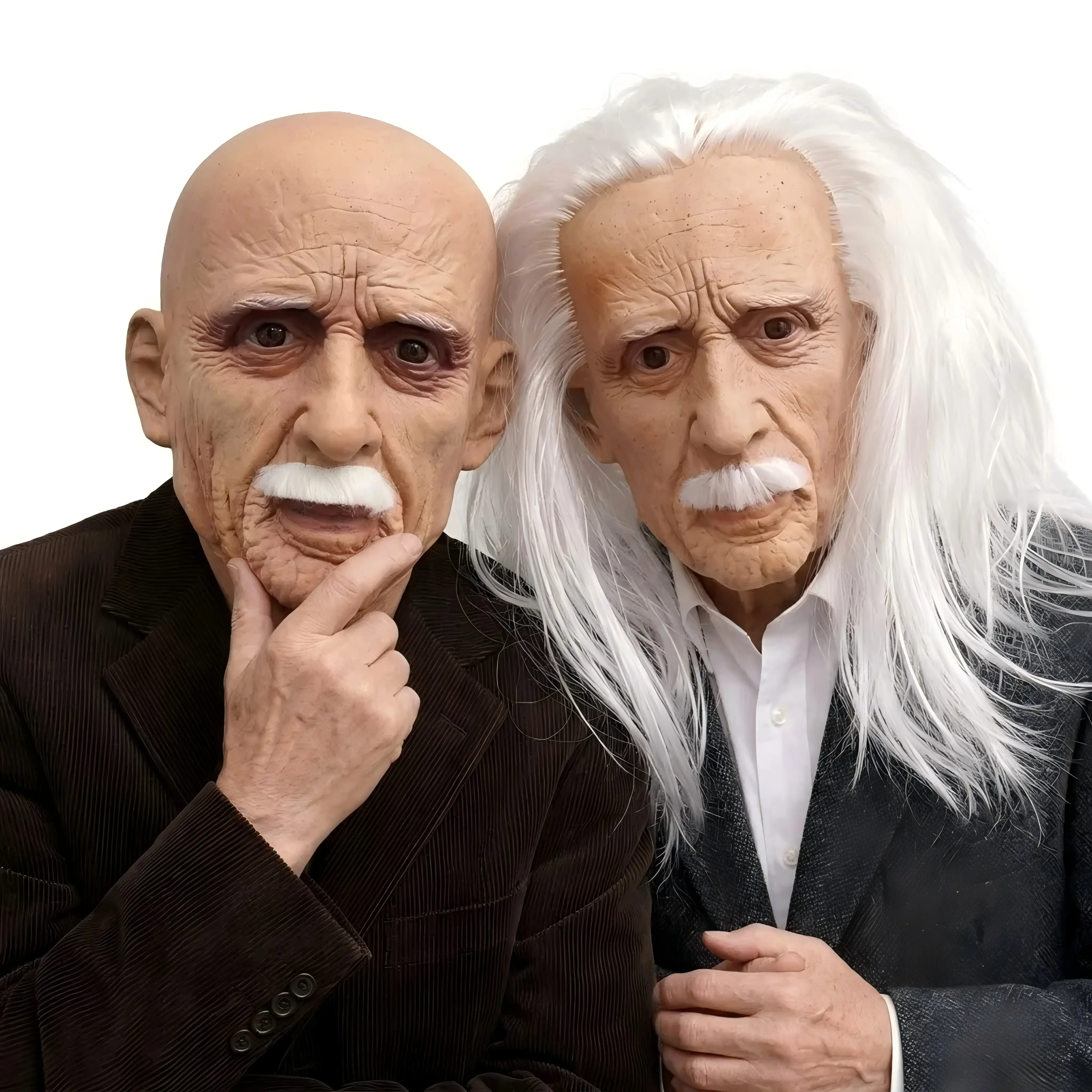 Adult Photorealism Bald Old Man Full-Head Latex Mask - Painted, Detachable Beard, Large-Eye, Comfortable, Flexible, Durable Men's Halloween Costume Prop, Creative Masks Festive Party Accessory