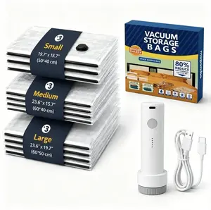 3 Sizes S/M/L Vacuum Storage Bags for Clothes & Bedding, Reusable Space Saver Bags with Handheld Vacuum Air Pump & Storage Boxes