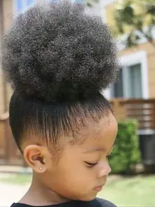 Afro Kinky Coily Bun Hair Drawstring Hair Bun, Natural Fluffy Hair Bun, Synthetic Hair Piece for Women & Girls, Suitable for Daily Use, Curly Hair