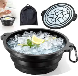 Face Bowl for Ice with Built-in Ice Tray – Collapsible Silicone Facial Ice Bath Bowl for Cold Plunge Therapy, Skin Tightening & Acne Relief – Portable Spa Tool for Home & Travel(Black)