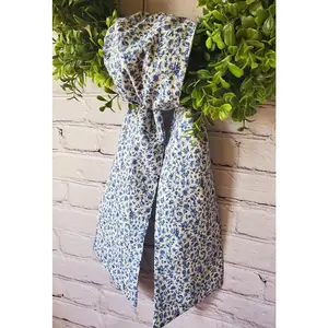 Chinoiserie Wreath Sash: Blue Floral Cotton Summer Decor