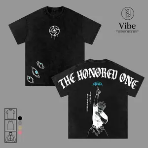 Retro Heavy Gojo Satoru THE HONORED ONE Jujutsu Kaisen Anime Double Printed Vintage Washed Tee, Tank Top, Unisex Oversize Anime Manga Washed Heavyweight Cotton T-shirt, Gift For Anime Fan Lover