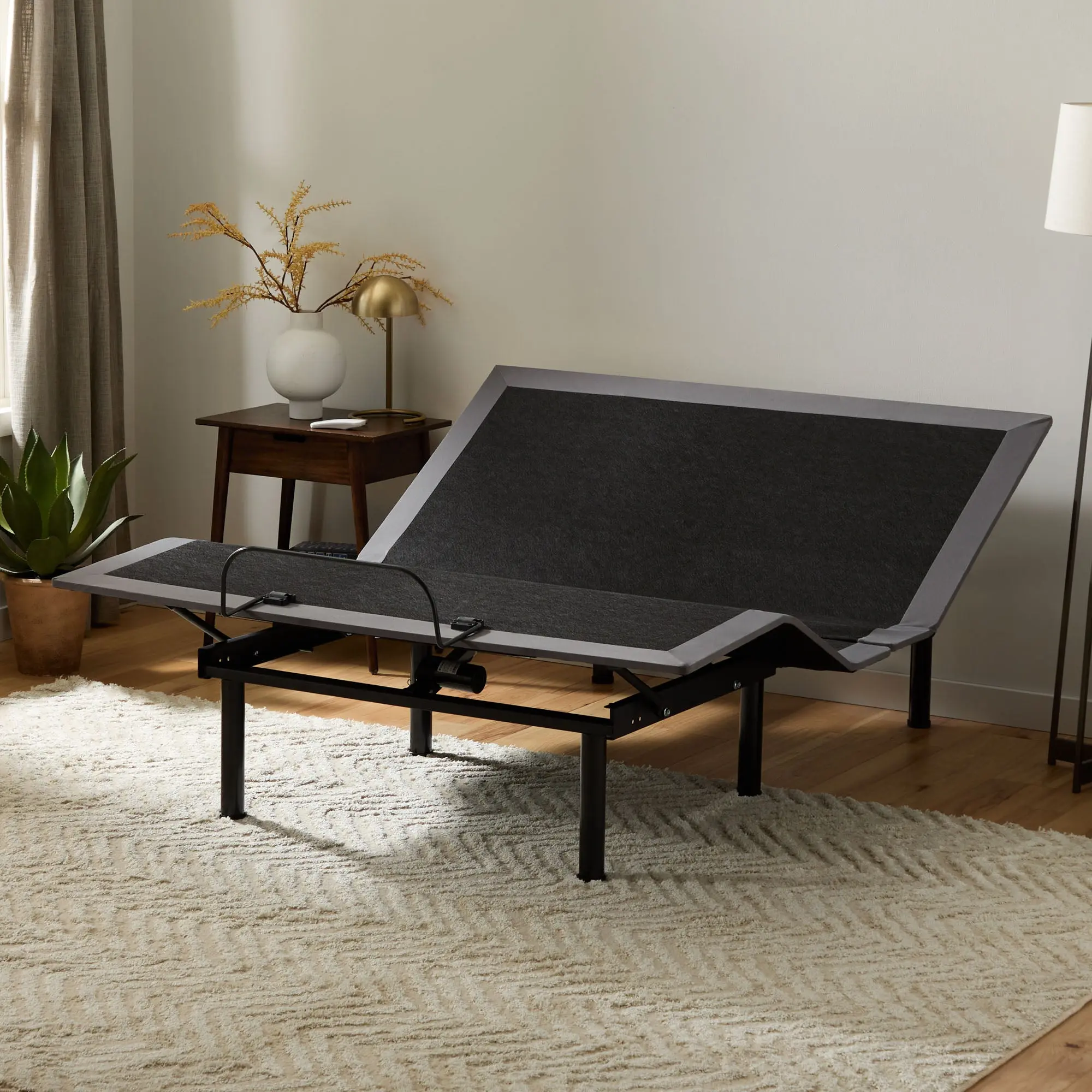 LUCID L150 Rectangular Bedroom Bed Frame - Height-Adjustable Indoor Furniture with Separate Head and Foot Inclines, Height Adjustable Bed