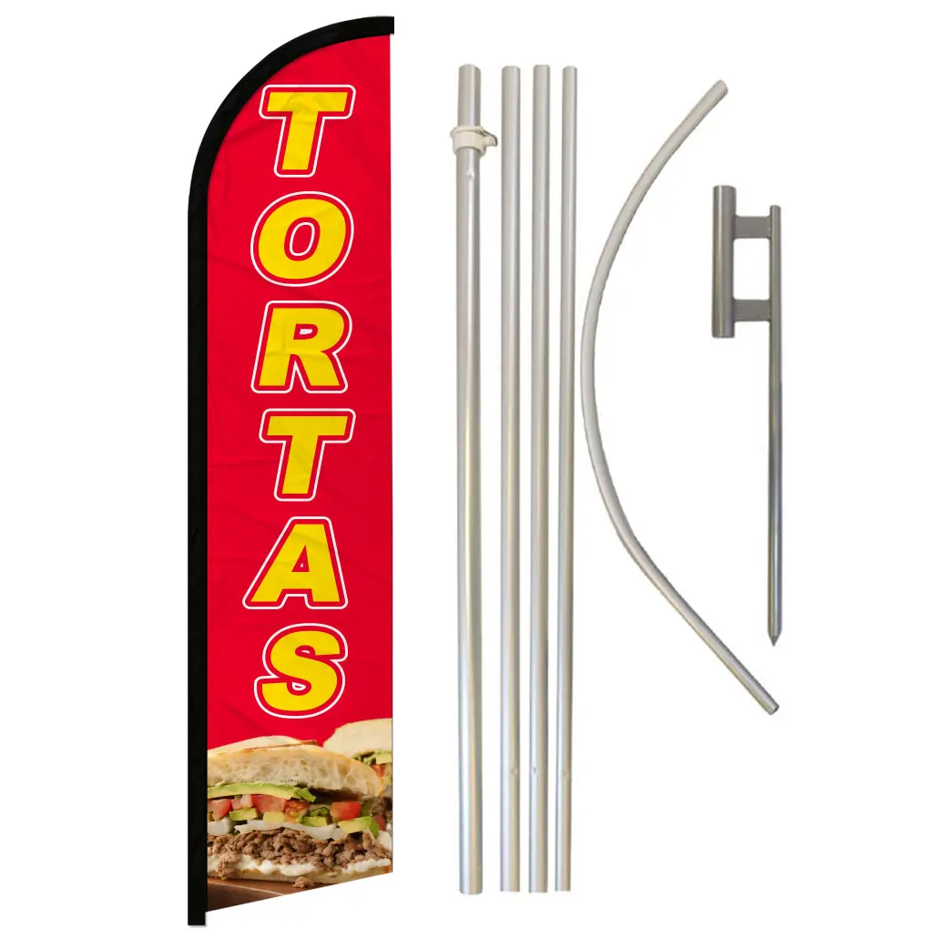 Stable Windless Cordless Banner & Pole Kit - Red & Yellow, 11.5x2.5ft, Sturdy Aluminium-Steel Frame, Curved Sleeve, Wear-Resistant Polyester, Printed, Easy Install, Storage-Ready Business & Party Home Supply, Windless Banner & Pole Kit