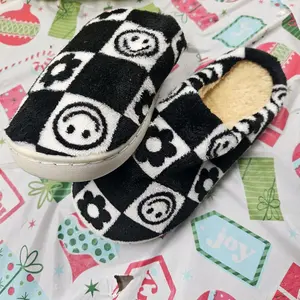 Black Smiley Slippers