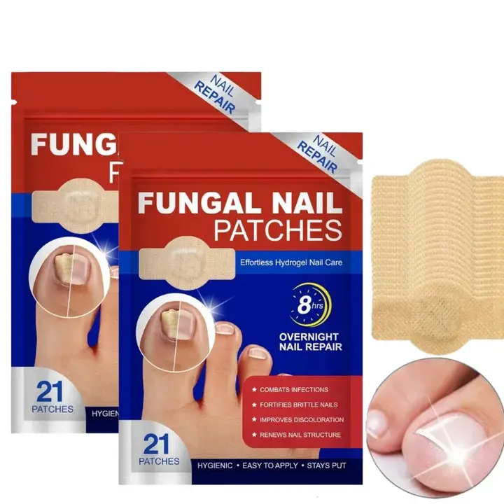 21/42/63 pcs Nail Patches, Long-Lasting Gentle Overnight Toenail Repair Treatment, Fast-Absorbing Hydrogel Nail Care Pads, Repair & Nail Renewal for Men and Women, Personal Foot Care Manicure