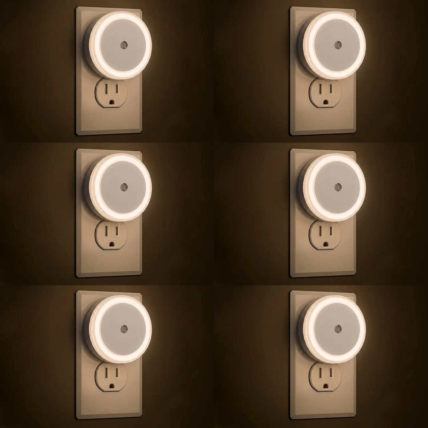 6 Pack Plug in Night Lights, Dusk to Dawn LED Night Light with Light Sensor, Warm White Nightlight for Bedroom, Bathroom, Hallway, Kitchen, Stairs & Home