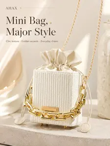Mini Metal Decorative Drawstring Chain Bag, Fashion Daily Accessory, Perfect Gift, Ideal for Trendy Lovers, Stylish Handbag Design