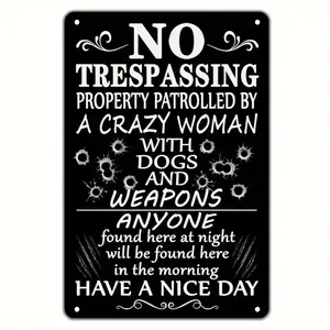 1PC 8x12 Inch Warning Metal Tin Sign - No Trespassing Private Property No Soliciting Beware Of Dog Yard Sign