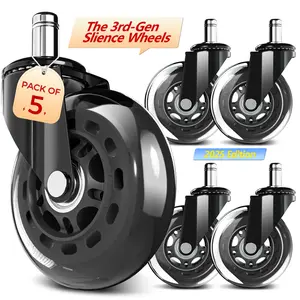 GTPLAYER Office Chair Wheels Set of 5 3Inch Casters for Hardwood Floors and Carpet,150 Lbs Load Capacity, Universal Fit for Most Chairs Heavy Duty Parts
