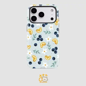 [New Arrivals]Phone Case - A Lemon And Blueberry Floral Patterned Dual-Purpose Phone Case, Practical, Anti-Slip, And Shockproof, Stylish And Popular for Both Men And Women, Compatible with Iphone 17, 16, 15, 14, 13, 12