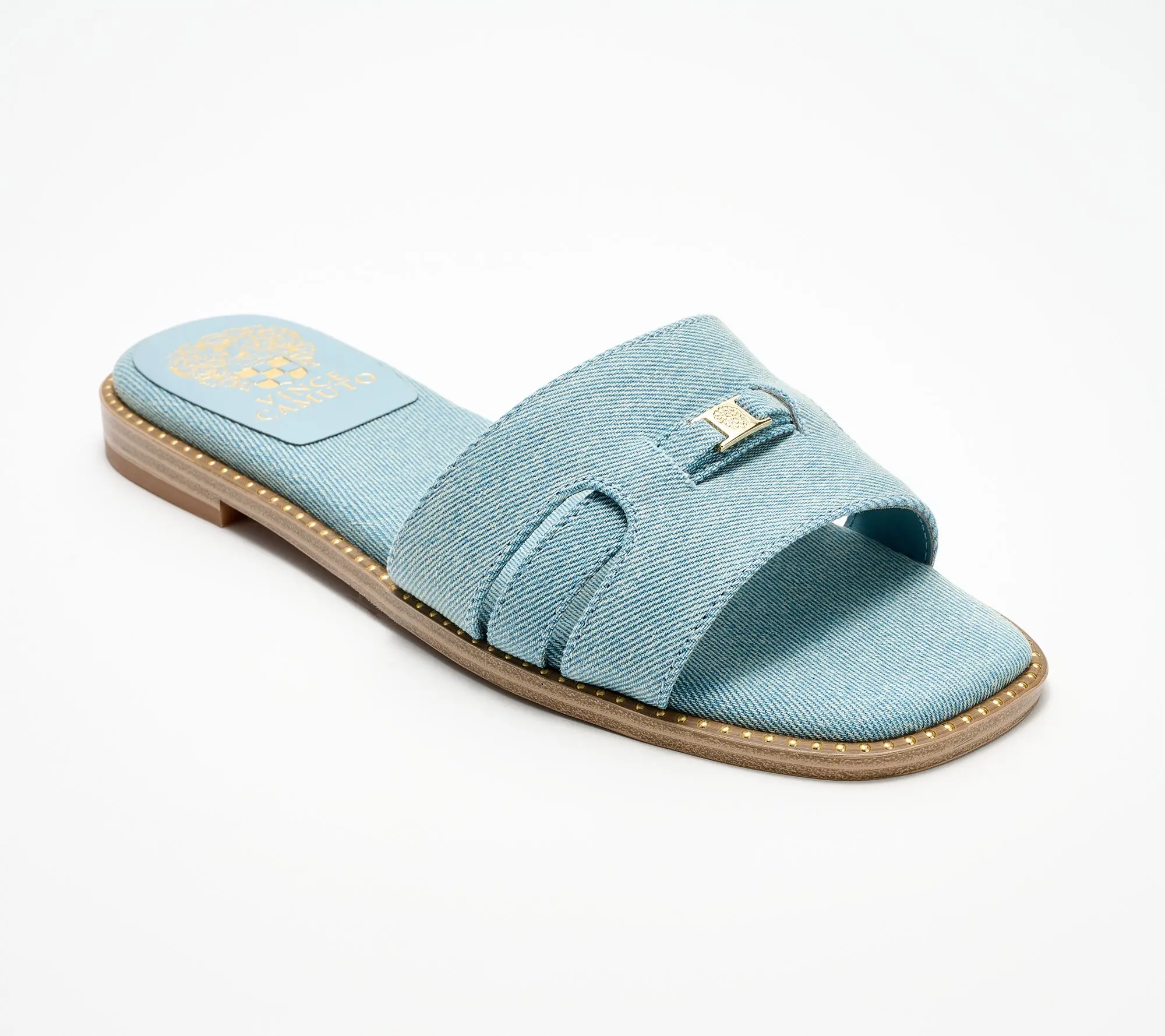 Vince Camuto Padded Leather or Textile Slide Sandals - Nelanna Vince Camuto Padded Leather or Textile Slide Sandals - Nelanna