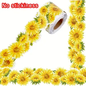 Sunflower Border Tape Roll (5.6cm X 1800cm), Non-Adhesive Edges, Ideal for Classroom Announcements, DIY Crafts, Party Decorations
