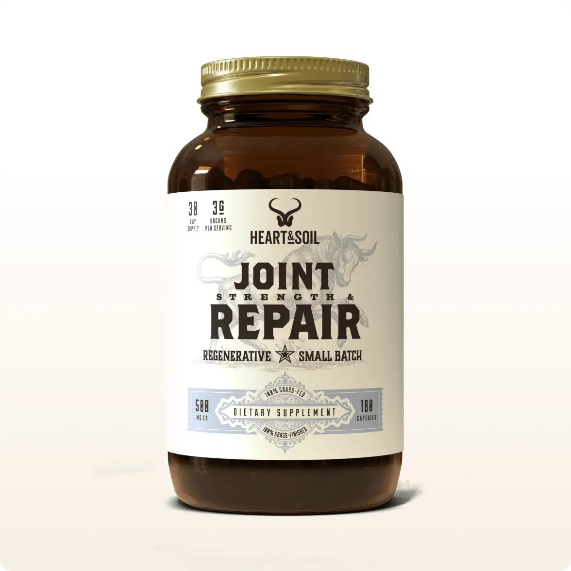 Heart & Soil Joint Strength & Repair | Regenerative Joint Support Supplement with Beef Organs, Collagen & Minerals