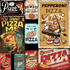 Lightweight Decorative Food Pizza Print Metal Sign - Home Decor Wall Art, Gift for Dining Room, Bar or Cafe
