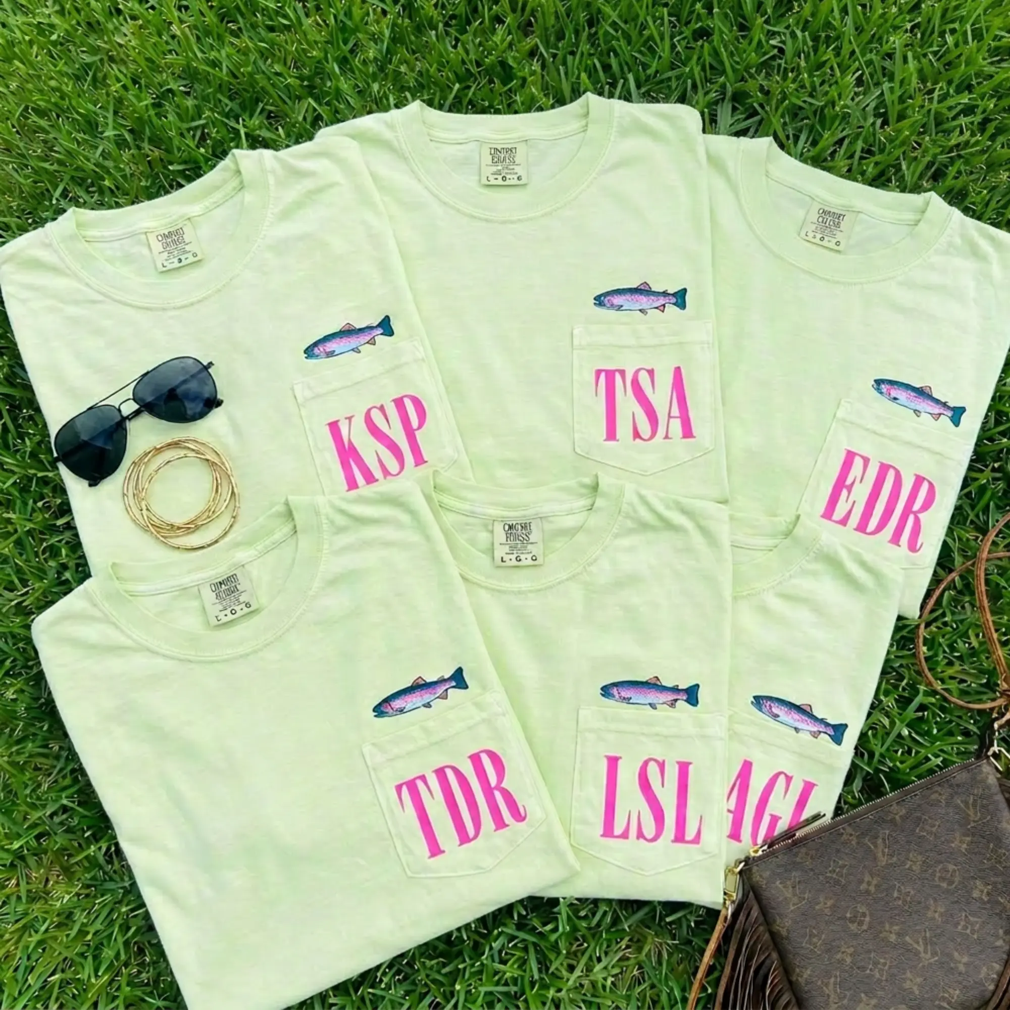 Summer Fish Monogram Graphic Tee for Women – Personalized Initial Shirt  Womenswear