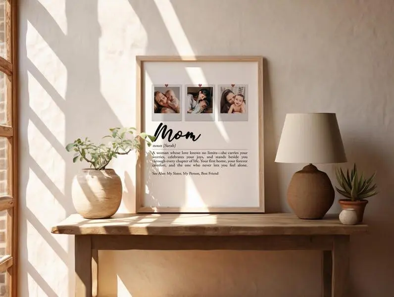 Personalized Mom or Mum Photo Print, Custom Gift from Son or Daughter, Family Keepsake Wall Art