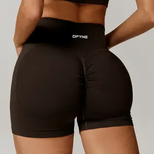 DFYNE Women's Three-Point Fitness Shorts, Peach-Shaped Hip-Lifting Yoga Pants, Seamless Breathable High-Waisted Style, Visually Lengthens Leg Proportions