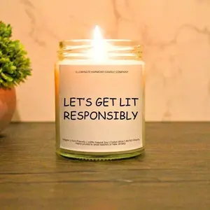 Let's Get Lit Responsibly Candle | Funny Gift | Joke Candle | Funny Birthday