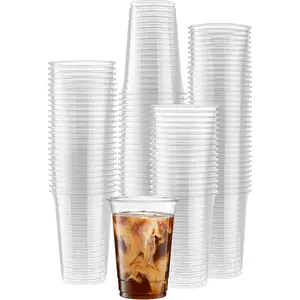 [100 Count] 10 Ounce  Clear PET Cups for Iced Coffee, Cold Drinks, Slush, Smoothy's, Slurpee, Party's, Plastic Disposable Cups