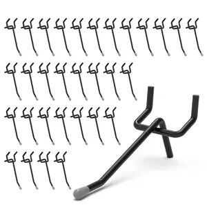 HUHOLE Pegboard Hooks 2 Inch, Black, Fit 1/8" and 1/4" Pegboard, 50PC