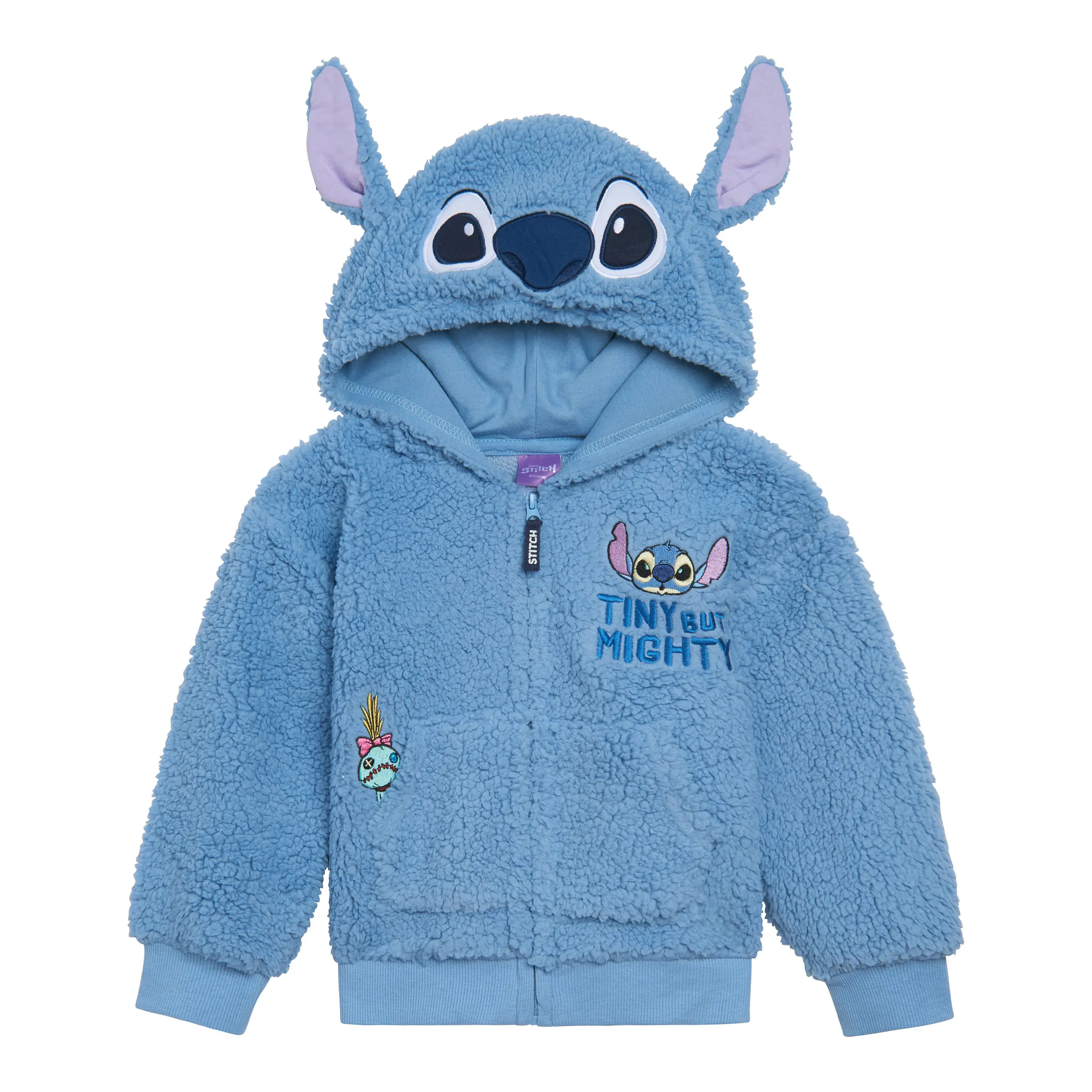 Disney Lilo & Stitch 3–4 Years Toddler Unisex Fleece Zip-Up Hooded Plush Blue Jacket