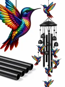 Hummingbird Wind Chimes Outdoor, Rainbow Metal Wind Chime with Bells, Sympathy Memorial Gift for Loss of Loved One, Unique Garden Gifts for Women, Mom, Grandma, Patio Porch Yard Hanging Decor accessory