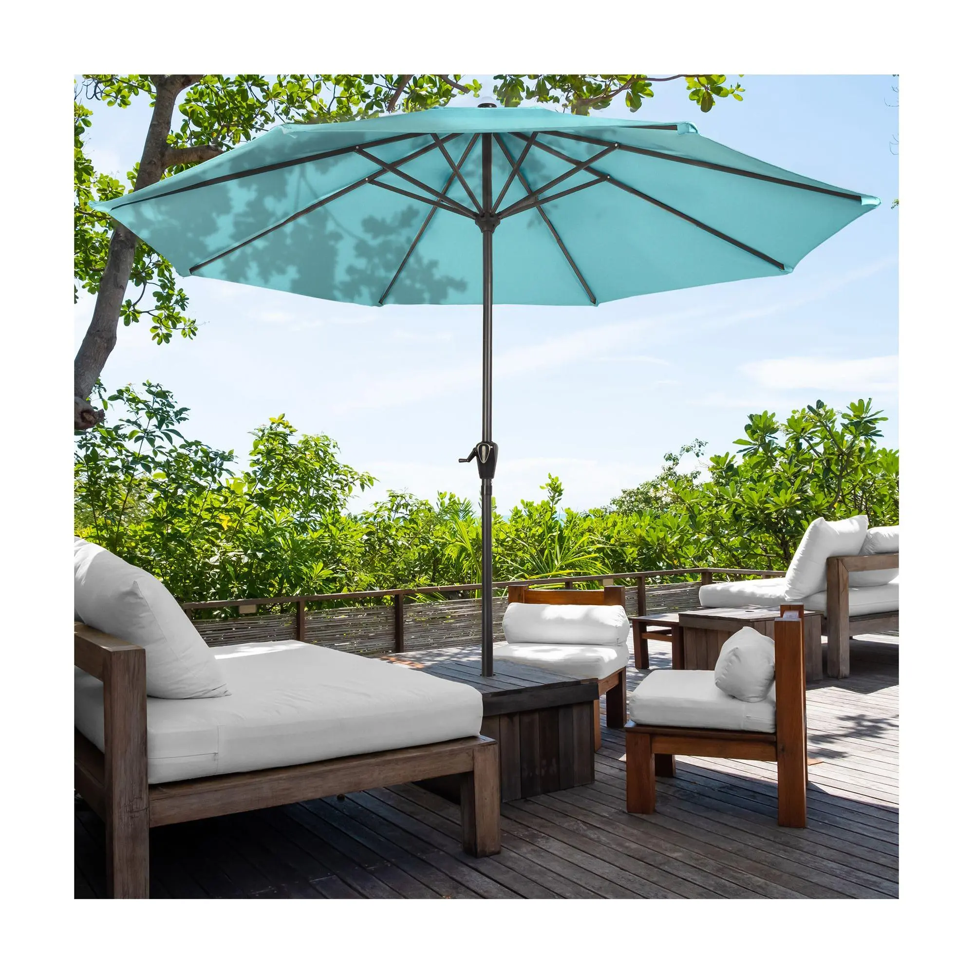 Pure Garden 9' Easy Crank Patio Umbrella Vented  Canopy