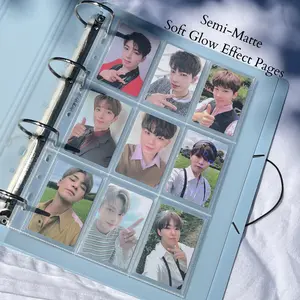 [Soft Glow Series] [A4 Slim] - 9 Pocket Double Sleeve Perfect Fit (63x93mm)- 11 Holes Premium Binder Pages, 100 Micron Thick (G-02)