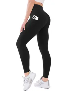 Women's High-Waisted Leggings with Pockets, Buttery Soft Workout Yoga Clothes, Basic Minimalist Womenswear Bottoms