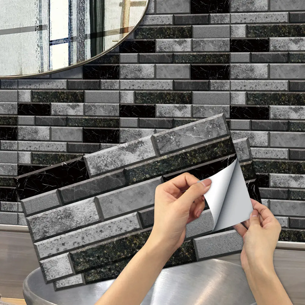 15x30cm Vintage Stone Pattern Ceramic Wall Sticker, Vinyl Wallpaper, Waterproof Home Decor, Living Room, Bathroom, Kitchen Backsplash