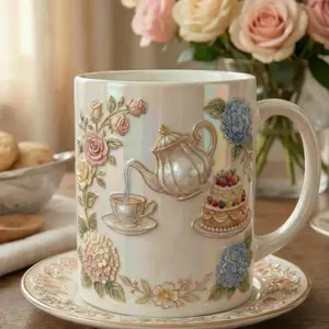 I Am The Tea Bridgerton Faux 3D Mug, Dearest Gentle Reader Accent Mug, Bridgerton Series 3D Mug, Faux 3D Effect