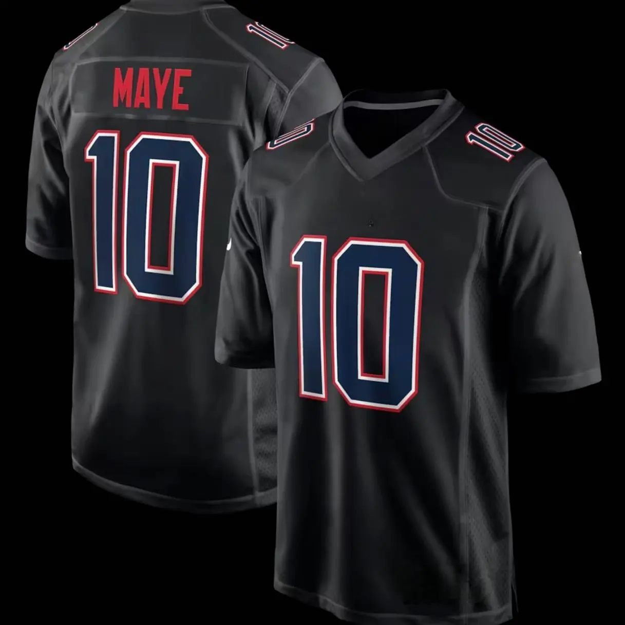 Unisex Football inspired by Maye 10 New England Atmosphere Fashion Game Jersey - Carbon Black