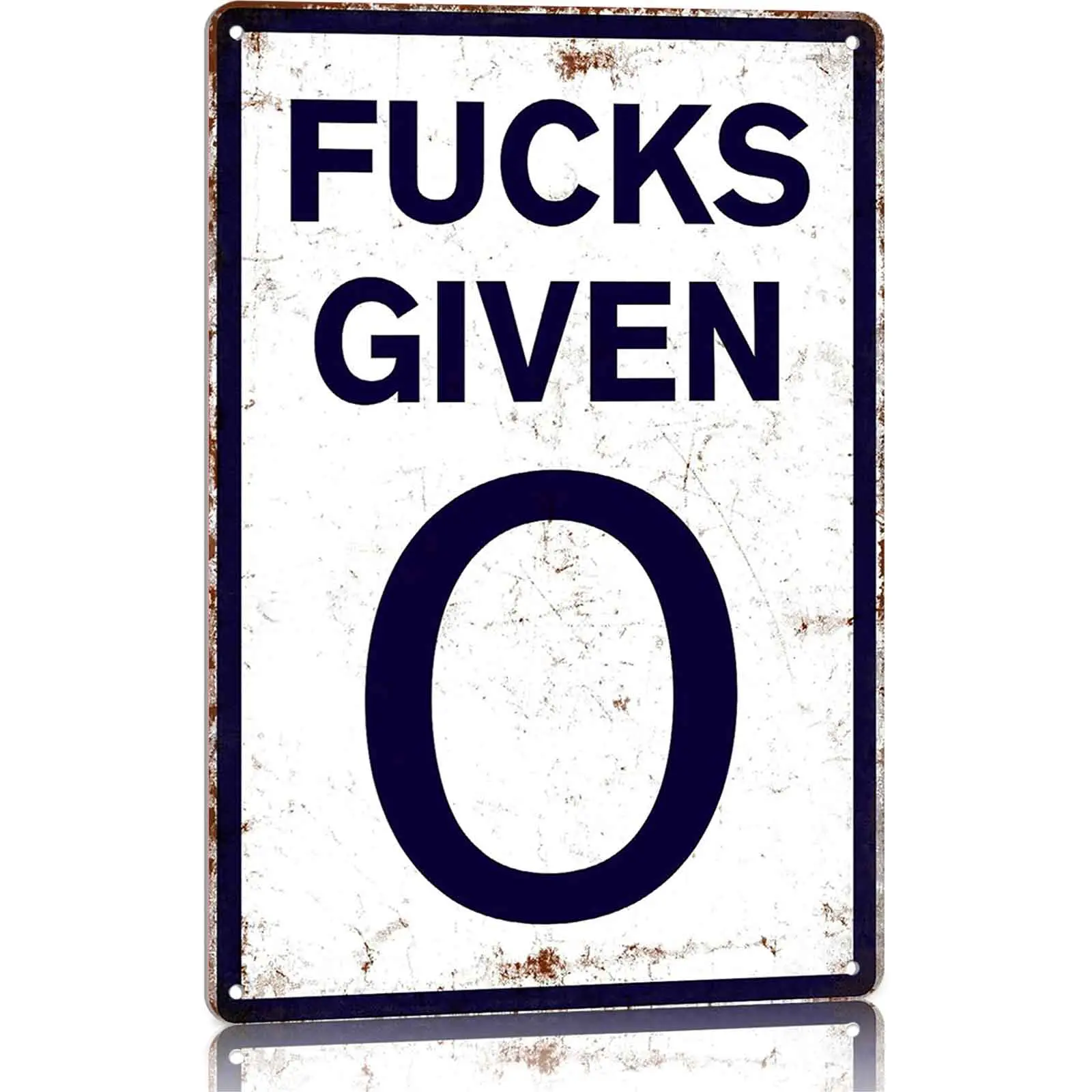 Fucks Given Zero 8x12 Inch Aluminum Metal Sign - Funny Vintage Wall Decor for Home, Office, Man Cave, Garage, No Care Attitude Tin Sign