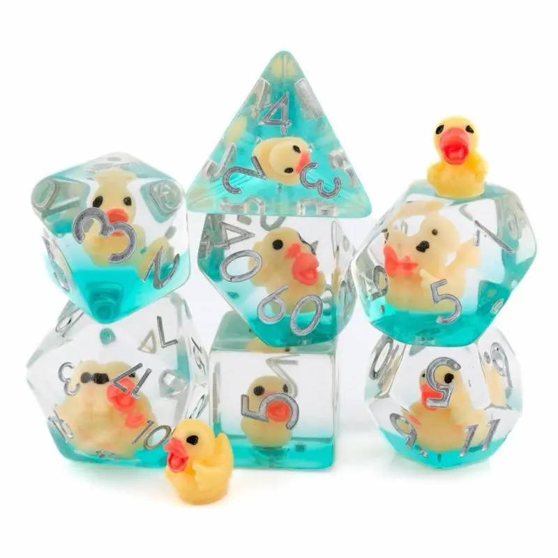 Rubber Duck Resin DnD Dice Set - 7-Piece Bird RPG Dice for Tabletop Games & Puzzles