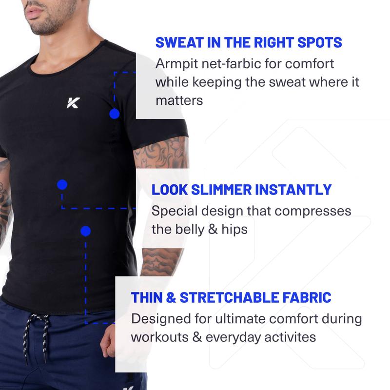 Kewlioo Men's Heat Trapping Sauna T-Shirt for Gym Exercise Activewear Athletic Sports Clothing Workout Tops with Supportive Compression Fit and Sweat-Enhancing Design