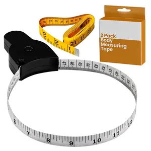 Dual-Unit Retractable  Measuring Tape Set | Precision Inch/CM Tape with Lock Pin & Push-Button Return | Compact Tailor & Fitness Measurement Tools | 2-Pack (Yellow/White)
